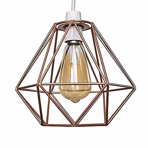MiniSun Diablo Copper Wire Frame Industrial Pendant Light Shade, Width: 23.5 cm – 1