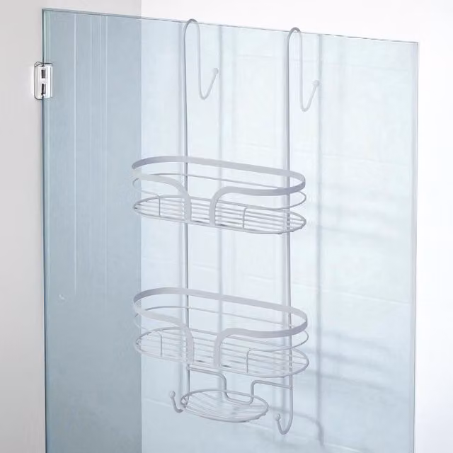 Showerdrape Dante 2-Tier Metal Hanging Shower Caddy in White