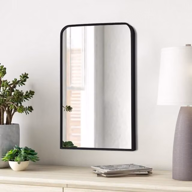 Livingandhome Modern Arched Wall Mirror in Black or White, Width: 60 cm