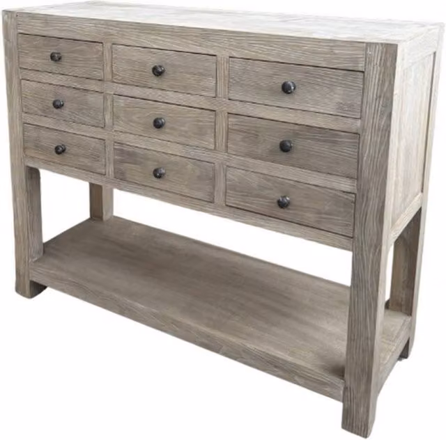 Lemon Pavilion Haldon Collection 9 Drawer Chest with Shelf in Grey Wood, W: 110 cm, D: 40 cm, H: 88 cm – 1