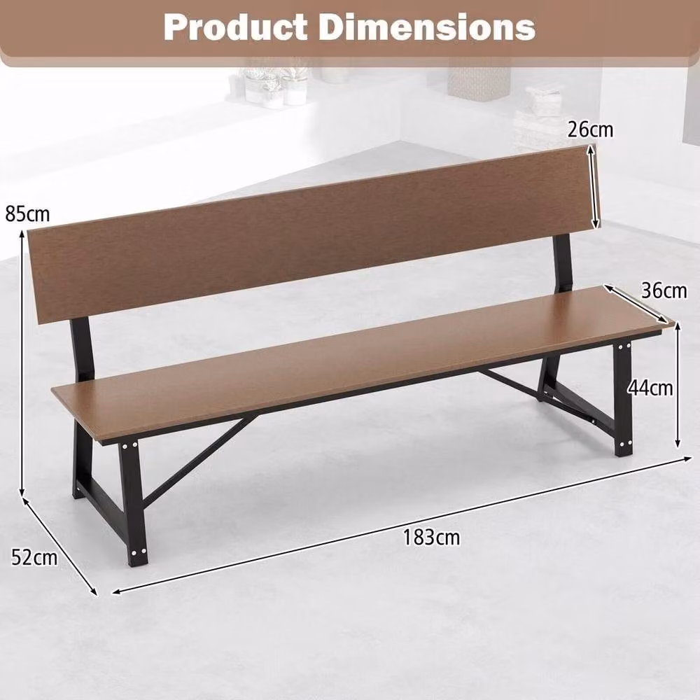 SPETLEK 183cm Outdoor Garden Bench for 4 Adults in Brown – 2