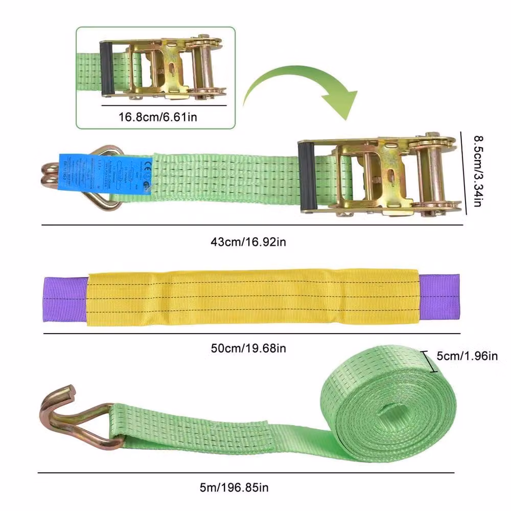 NESTLUNE 5 Ton Recovery Truck Ratchet Straps with Claw Hook in Green – 2