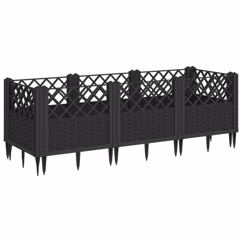 Berkfield Home Garden Raised Bed Planter with Pegs, Black, W: 123.5 cm, D: 43.5 cm, H: 43.5 cm – 2