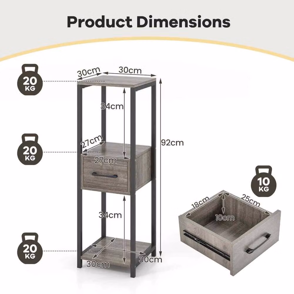 KORVIXA 3 Tier Tall Metal Plant Stand in Matt Grey – 2