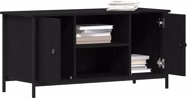 Berkfield Home TV Cabinet in Black Oak, W/D/H: 100 x 40 x 50 cm
