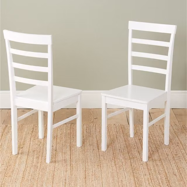 Birlea Pair of Upton Classic White Lacquered Wood Dining Chairs
