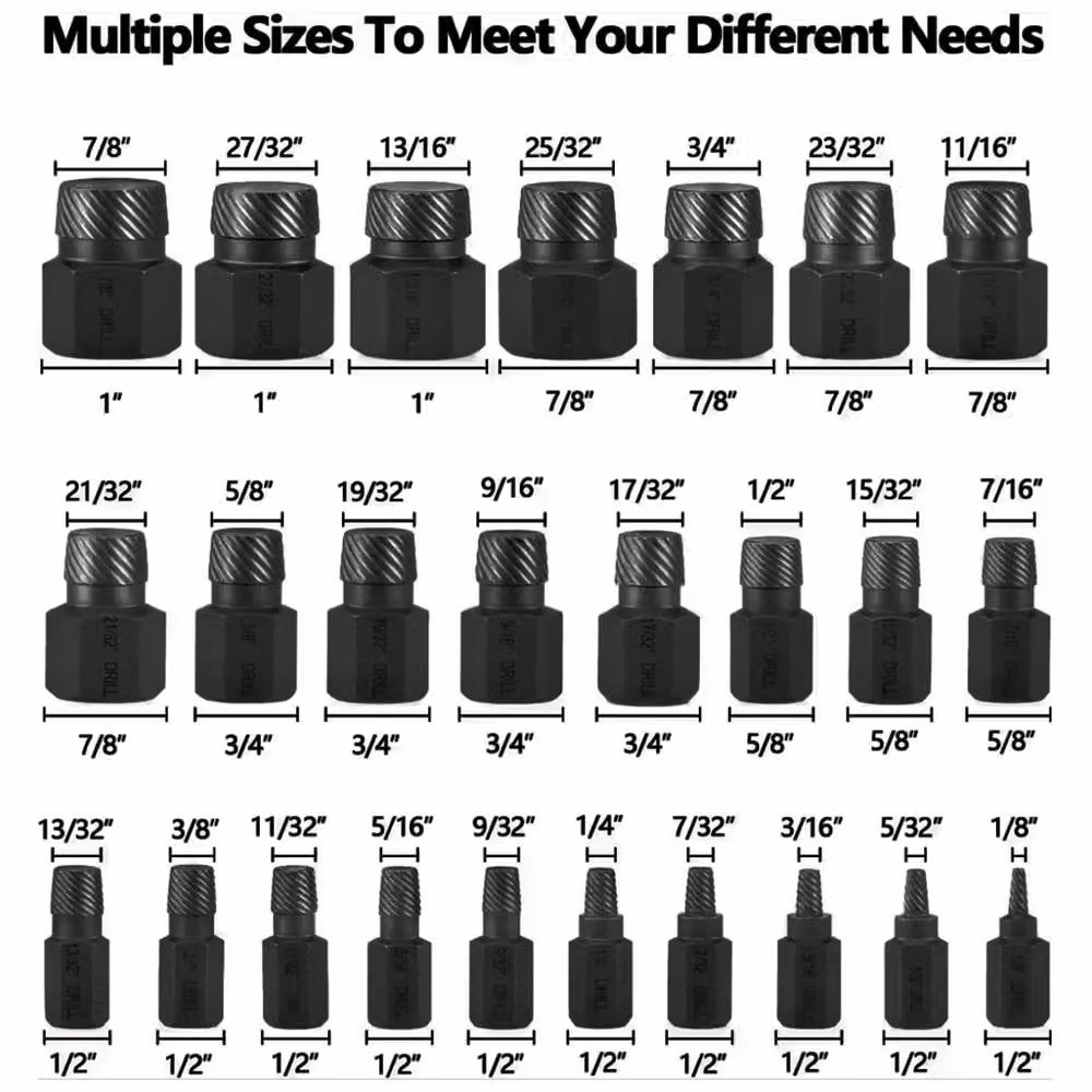 VOGREX 25-Piece Easy Out Bolt and Screw Extractor Set in Black – 3