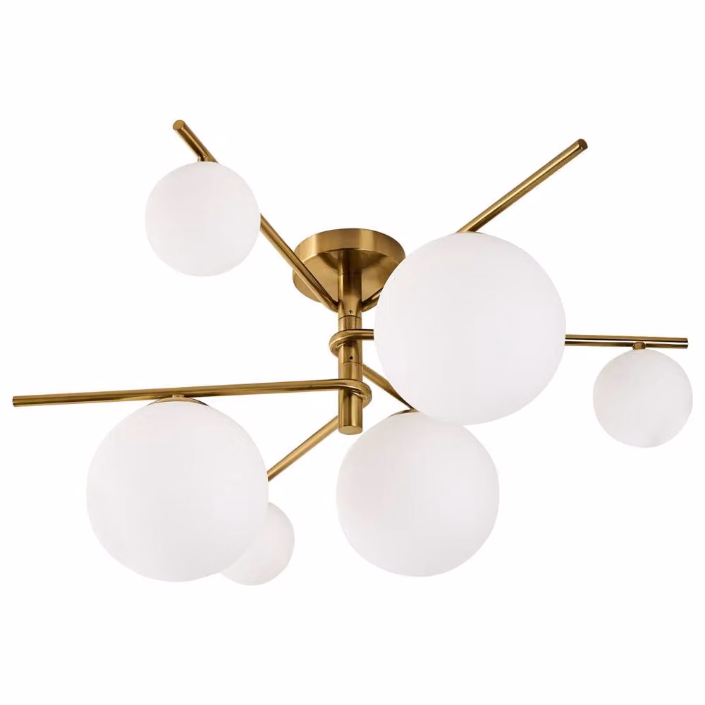 Wyld and Coco Glamour Gold Six-Globe Ceiling Lamp with Transparent Glass Spheres – 2
