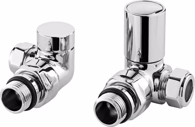 Balterley Chrome Round Angle Radiator Valves, Pair of 1/2 inch Brass Valves