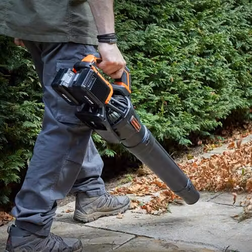 LawnMaster MX 24V Cordless Leaf Blower in Orange with Rechargeable Battery – 4