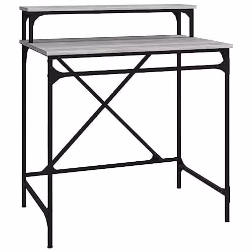 vidaXL Writing Desk in Grey Sonoma, W/D/H: 80 x 50 x 90 cm, Made of Engineered Wood and Iron – 1