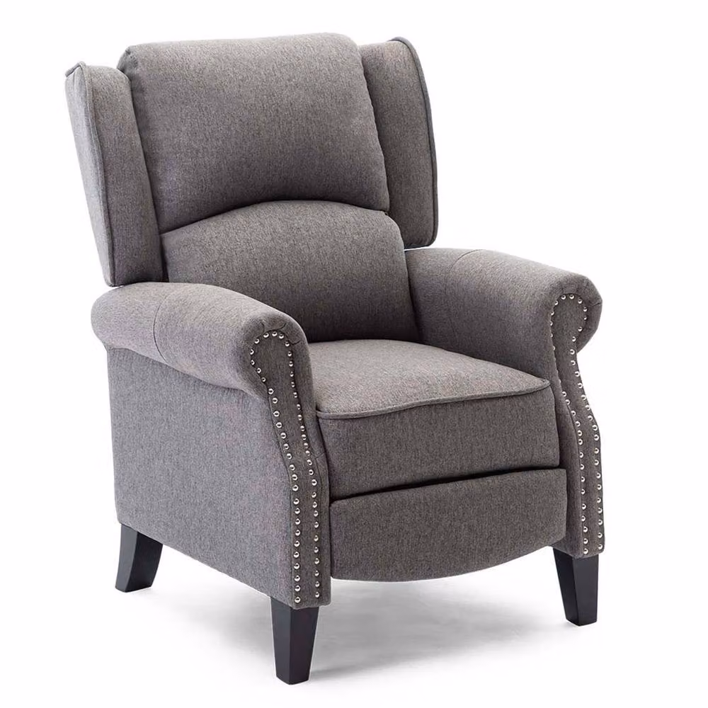 More4Homes Charlotte Modern Grey Fabric Pushback Recliner Accent Chair with Feather Filling – 2