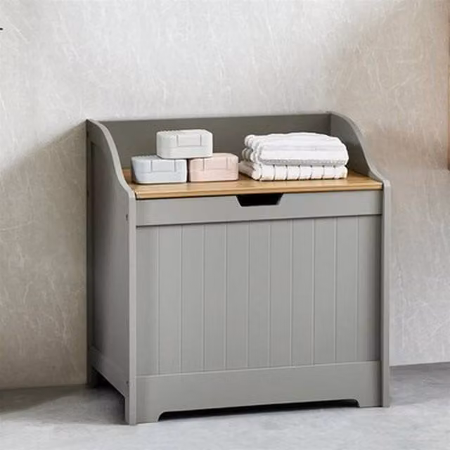 SPETLEK Grey Laundry Cabinet Bin for Bathroom Storage