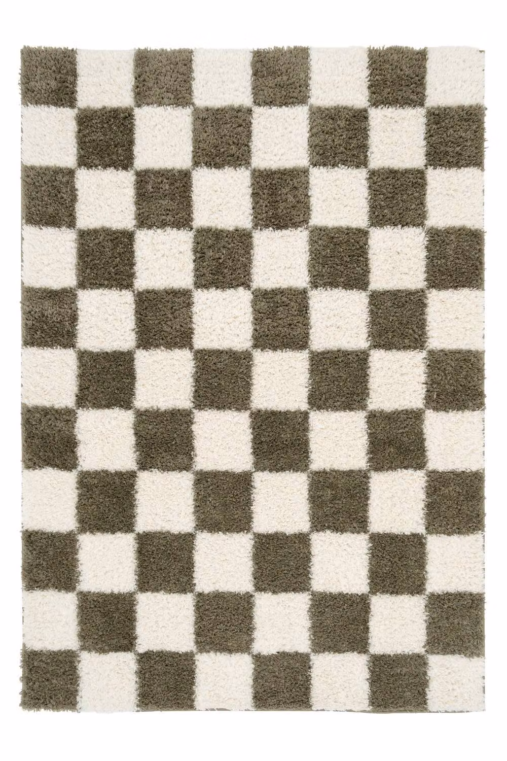 Kukoon Green and Beige Checkerboard Shaggy Living Room Area Rug, W: 80 cm, L: 300 cm – 10