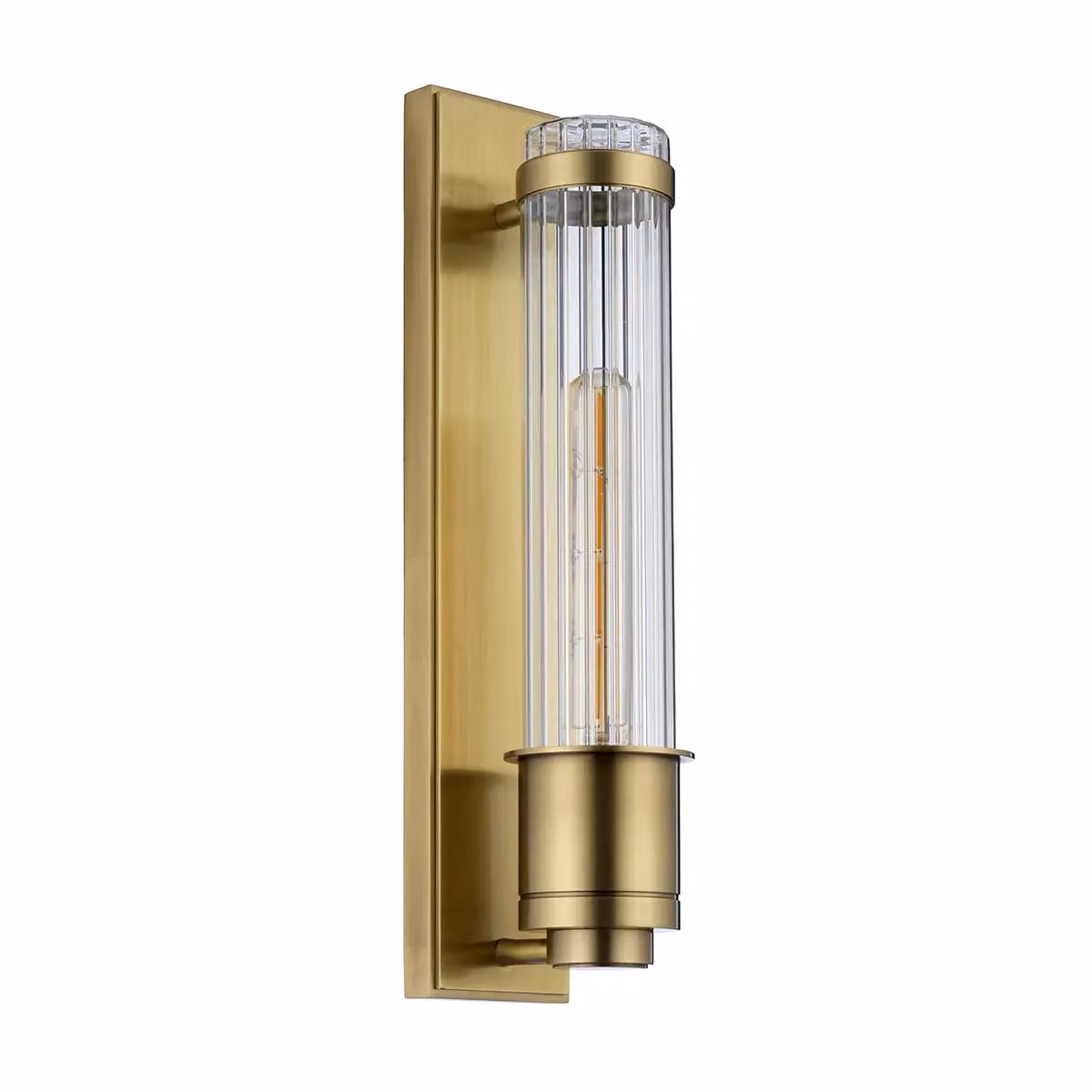 Netlighting Wellington 1 Light LED Wall Light in Aged Brass and Yellow Glass, IP44 Rated – 2