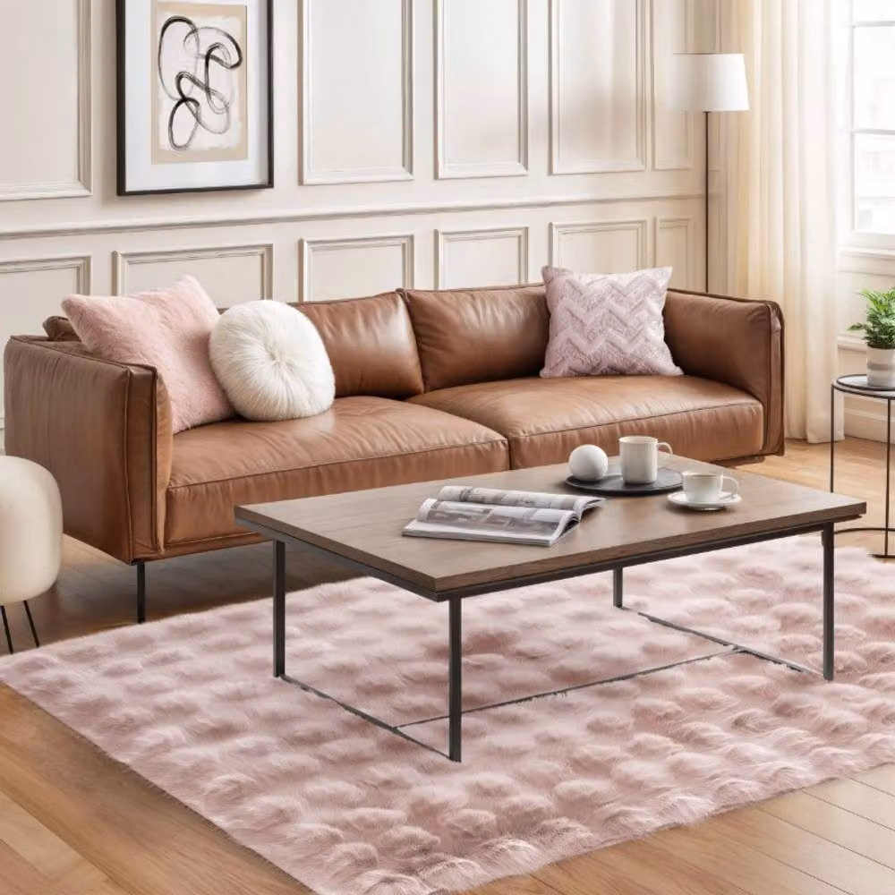 New Edge Blinds Deluxe Faux Fur Rug in Pink, W: 80 cm, L: 150 cm – 3