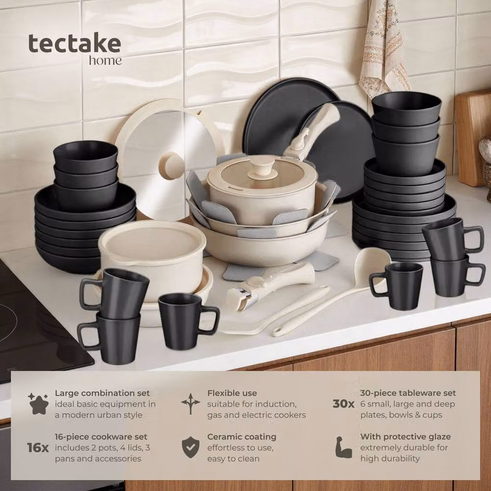 tectake Kitchen Starter Set Una/Genua Multicolour Ceramic and Stoneware Set – 2