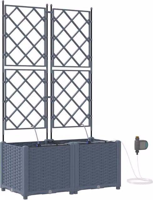 Berkfield Home Garden Planters with Water Irrigation System, 2 Pack, Light Grey – 1