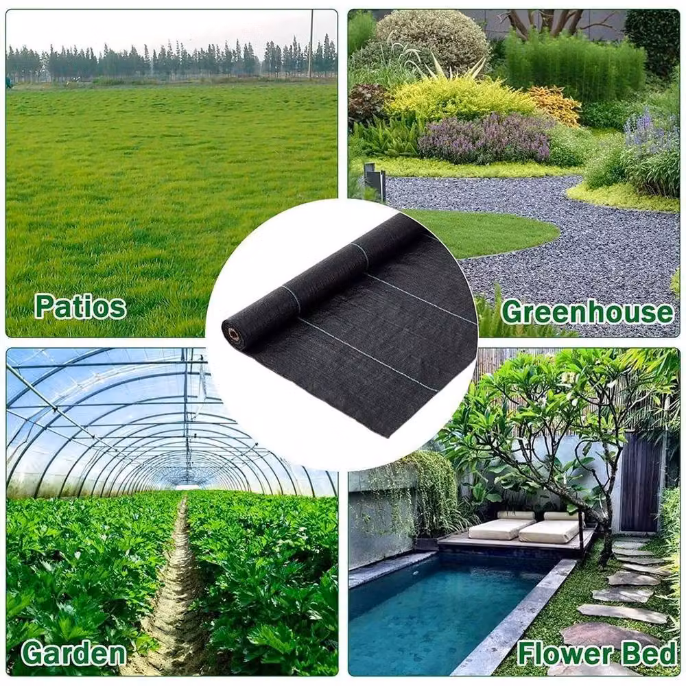 FLAVORA Heavy Duty Black Weed Control Fabric for Ornamental and Vegetable Gardens, W: 1 m, L: 25 m – 4