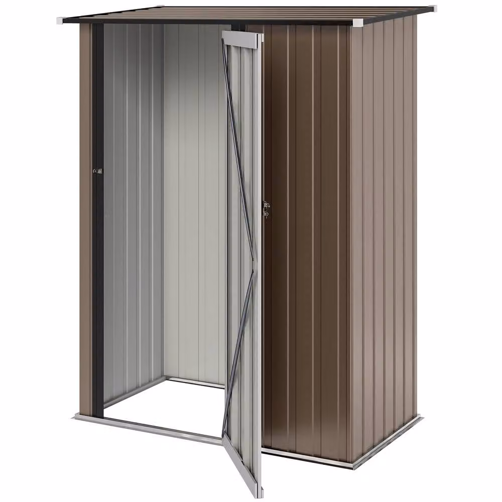 Rolipo Brown Galvanised Metal Garden Shed with Sloped Roof – 2