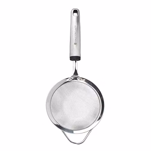 MasterClass Silver Stainless Steel Fine Mesh Sieve with Handles, Diameter: 12 cm – 1