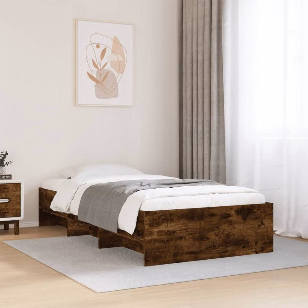 Berkfield Home Bed Frame in Smoked Oak Brown, W/D/H: 90 x 200 x 35 cm – 2
