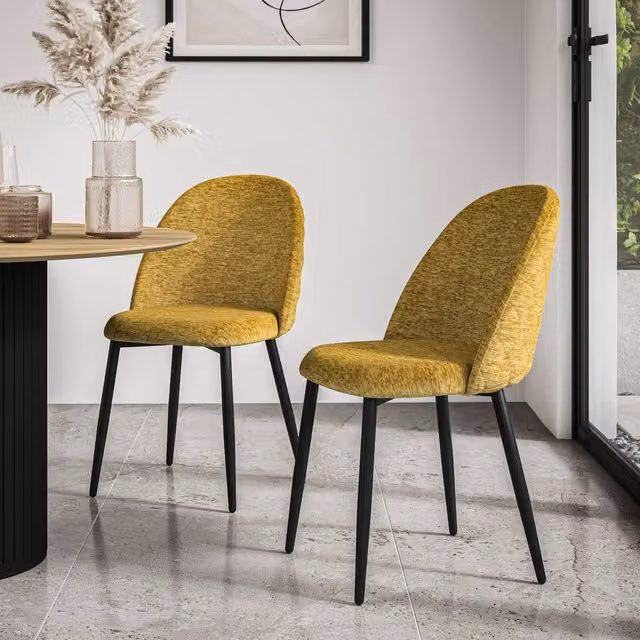 More4Homes Raye Velvet Upholstered Dining Chairs Set of 6 in Yellow – 1