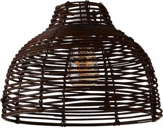 ValueLights Lobster Boho Rattan Dome Ceiling Pendant Light Shade in Brown, W: 31.0 cm, H: 22.5 cm