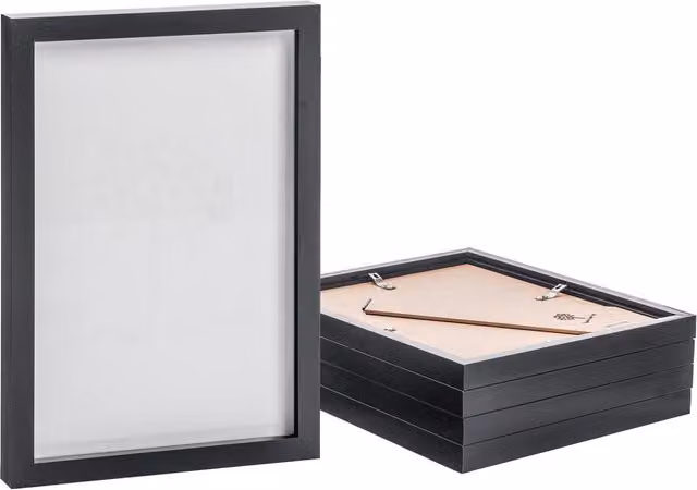 Nicola Spring Pack of 5 Black Rectangular A4 Single Photo Frames with Glass