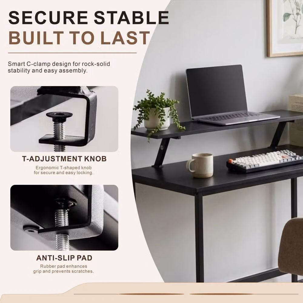Abrihome L-Shaped Corner Office Computer Desk in Black Industrial Rustic Style – 5