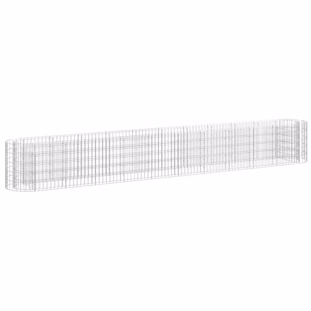 Berkfield Home Silver Galvanised Steel Gabion Raised Bed, W: 400 cm, D: 50 cm, H: 50 cm – 2
