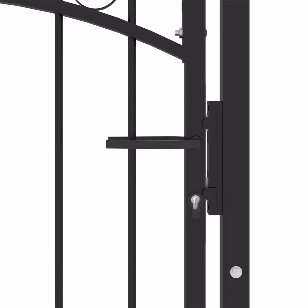 Berkfield Home Black Steel Spiked Swing Fence Gate, W: 100 cm, H: 125 cm – 3