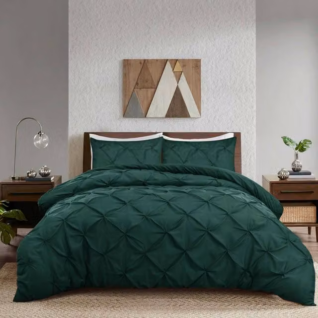 Cotton Passion Green Microfibre Duvet Cover and Pillowcase Set, W/D/H: 200 x 200 cm and 50 x 75 cm