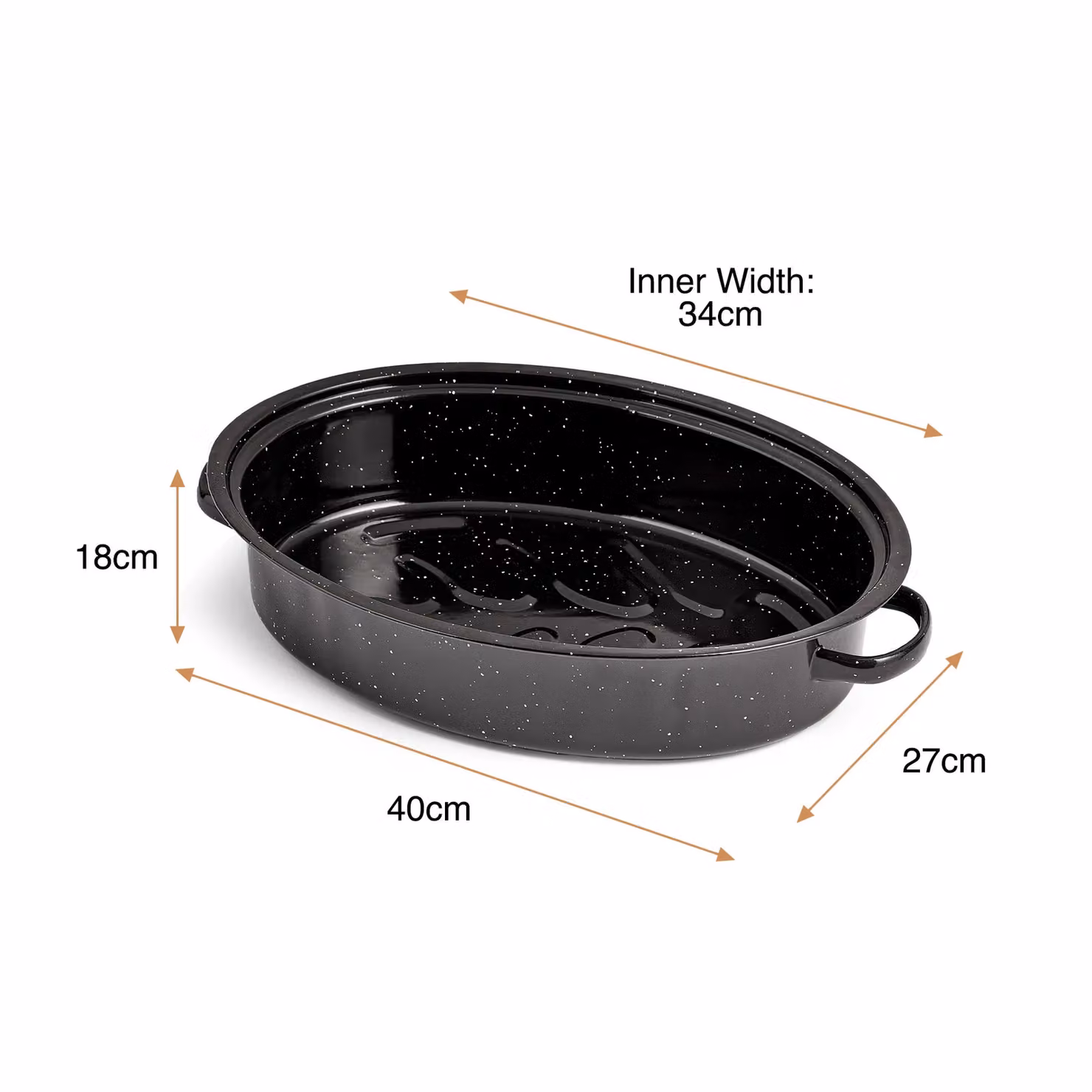 VonShef Enamel Self-Basting Roasting Tin with Lid, Black – 3