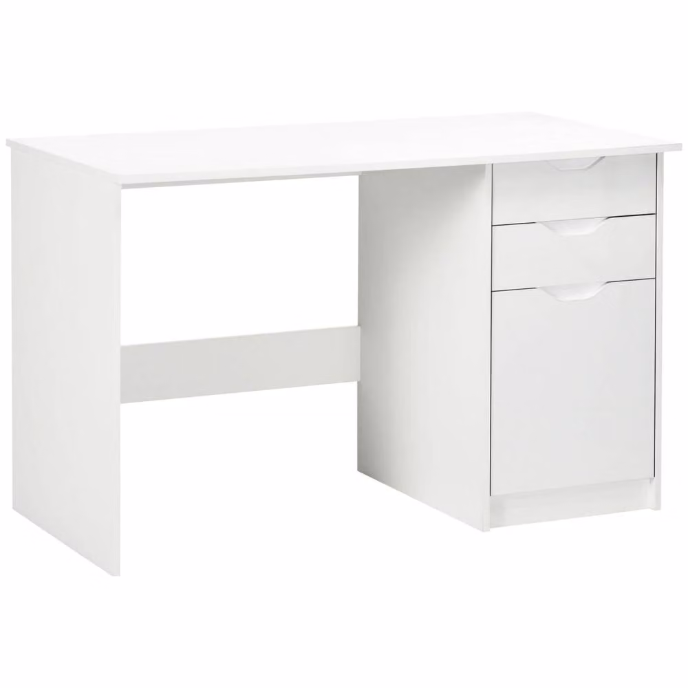 Wyld Haus Niba High Gloss White Computer Desk with Drawers and Storage Cabinet W/D/H: 120 x 60 x 76 cm – 2