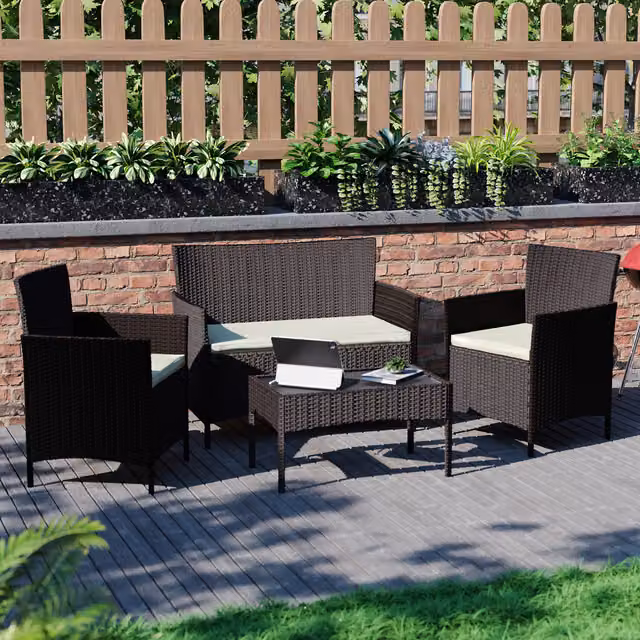 Vida Designs Modern Brown Rattan Garden Furniture Set