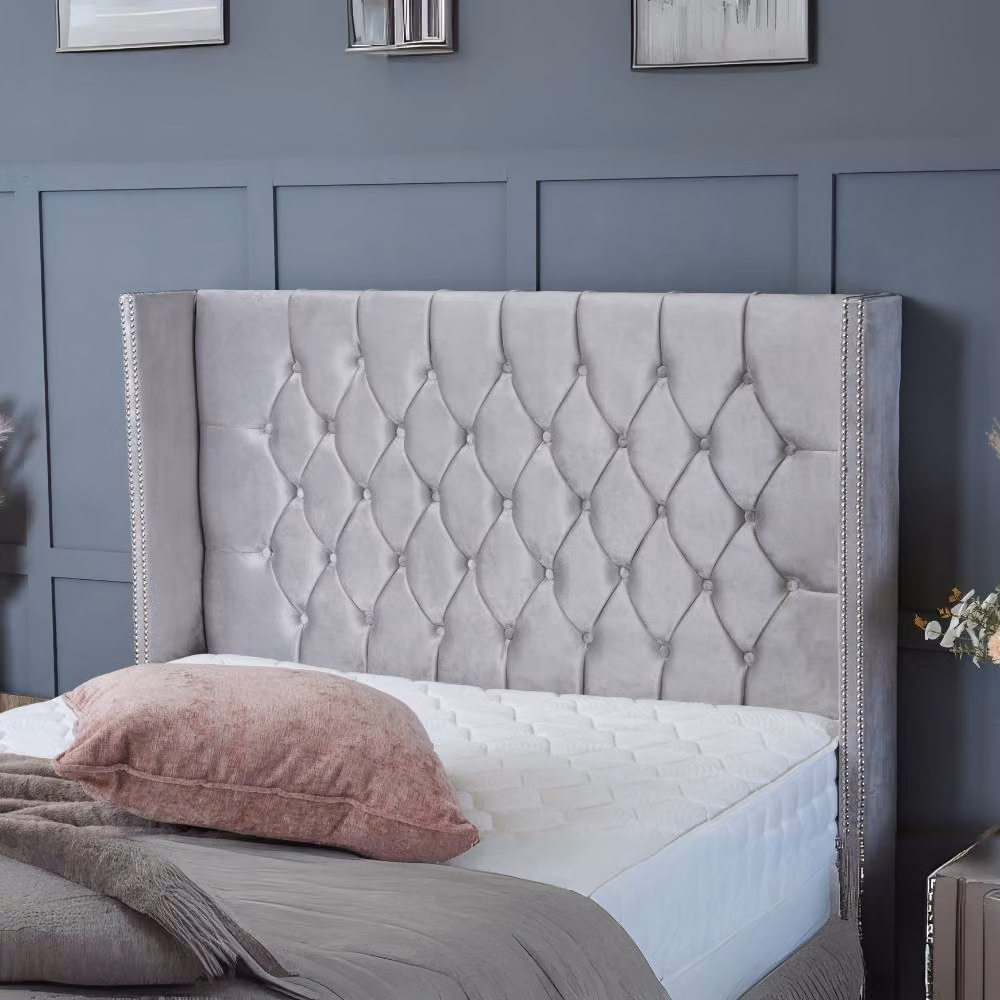 BSSPOKE Olivia Ottoman Divan Bed with 54 inch Headboard and Mattress in Charcoal Grey Plush Velvet, W/D/H: 140 x 200 cm – 2