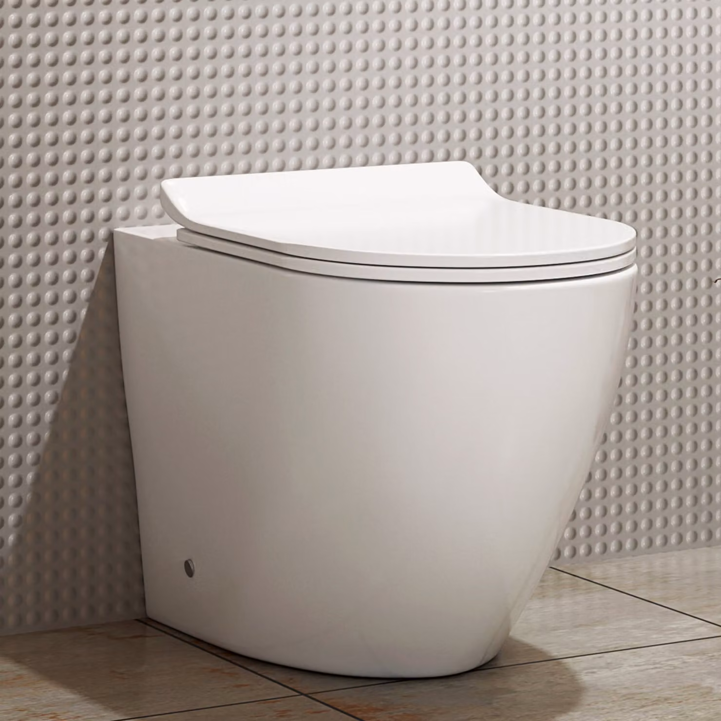 Royal Bathrooms Elva Back to Wall Rimless Ceramic Toilet Pan in White with Slim Soft Close Seat