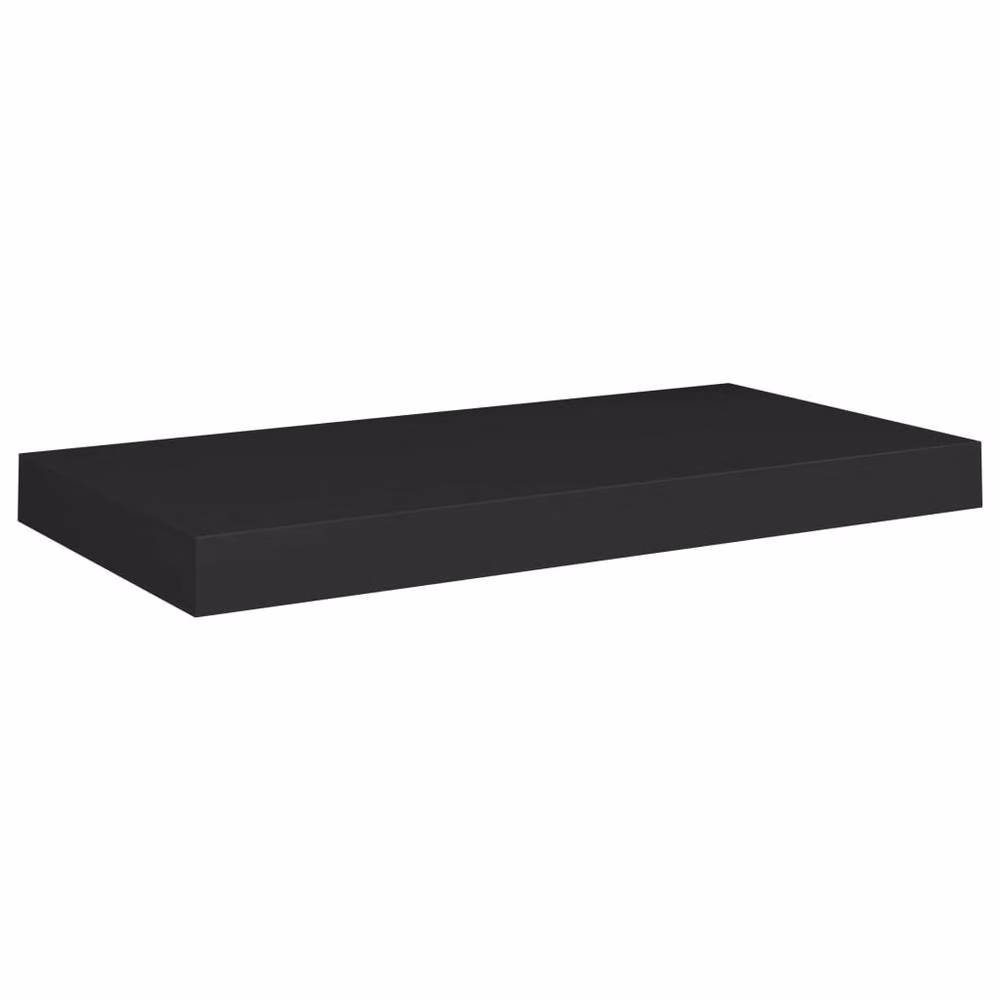 Berkfield Home Set of 2 Black Floating Wall Shelves, W: 50 cm, D: 23 cm, H: 3.8 cm – 3
