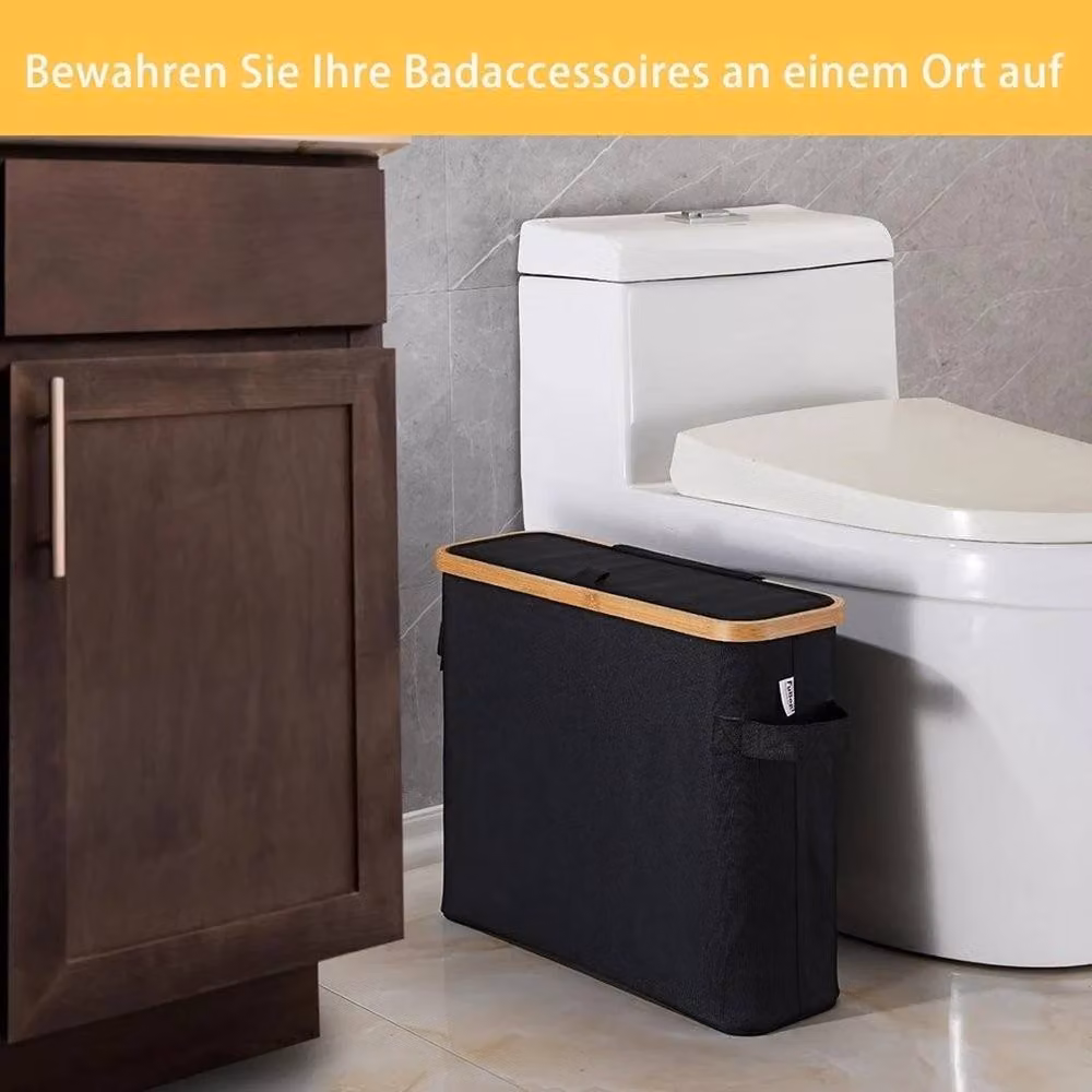 NESTLUNE Waterproof Bamboo Toilet Paper Storage Basket in Black – 5
