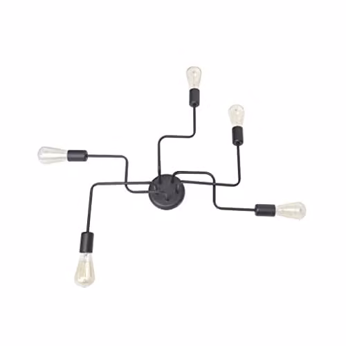 Netlighting Helam Tube Multi Arm Semi Flush Ceiling Light in Black