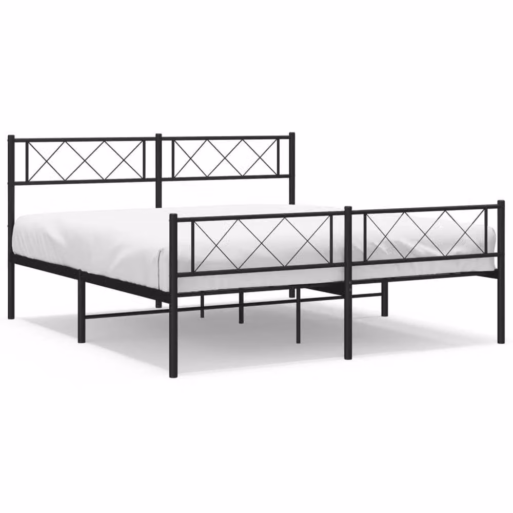 Berkfield Home Metal Bed Frame with Headboard and Footboard, Black, W: 140 cm, L: 200 cm – 2