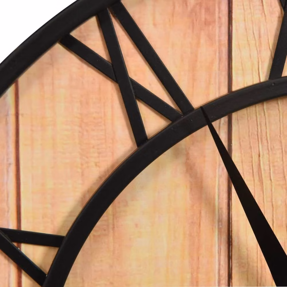 Berkfield Home Round Quartz Analog Wall Clock in Brown and Black, Diameter: 39 cm – 3