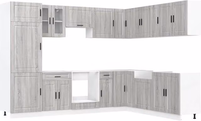 Berkfield Home 14 Piece Modern Kitchen Cabinet Set in Porto Grey Sonoma Engineered Wood