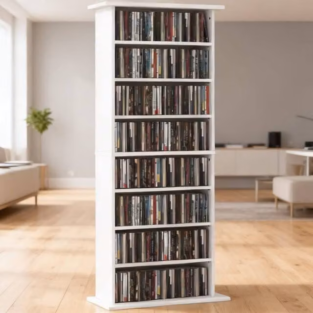 ERGOVEXA 360 White Wall Mounted CD Storage Unit with Adjustable Shelves and Media Compartments – 1