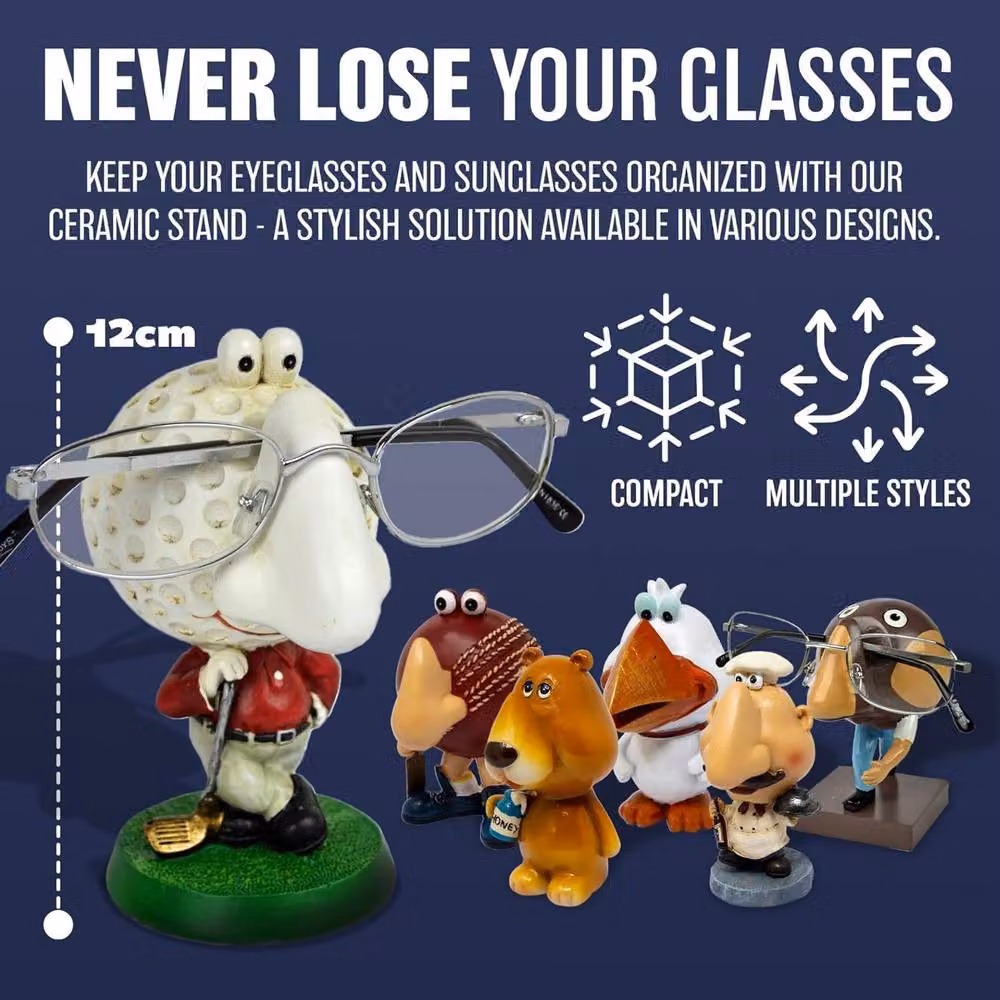 BARGAINS-GALORE Chef Novelty Glasses Holder Stand, Multicolour Ceramic and Glass Tabletop Decoration – 3