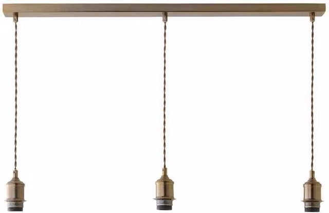 Shaw 3 Way Adjustable Drop Bar Pendant Ceiling Lampholder in Brushed Brass with E27 Socket
