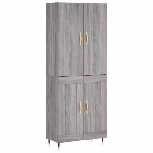 vidaXL Modern Grey Sonoma Highboard with Hinged Doors and Internal Shelves, W/D/H: 69.5 x 34 x 180 cm – 1