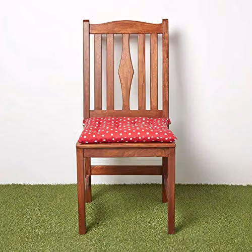 Homescapes Red Polka Dot Cotton Seat Pad Cushion, W/D/H: 40 x 40 x 40 cm – 4