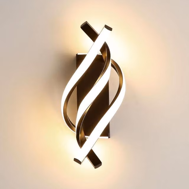 COMELY Modern Spiral LED Wall Light, 22W Black Aluminium Lamp with Warm White 3000K Light